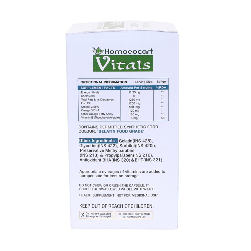 Homoeocart Vitals Omega-3 Deep Sea Fish Oil Double Strength (60Softgels) - Image 4
